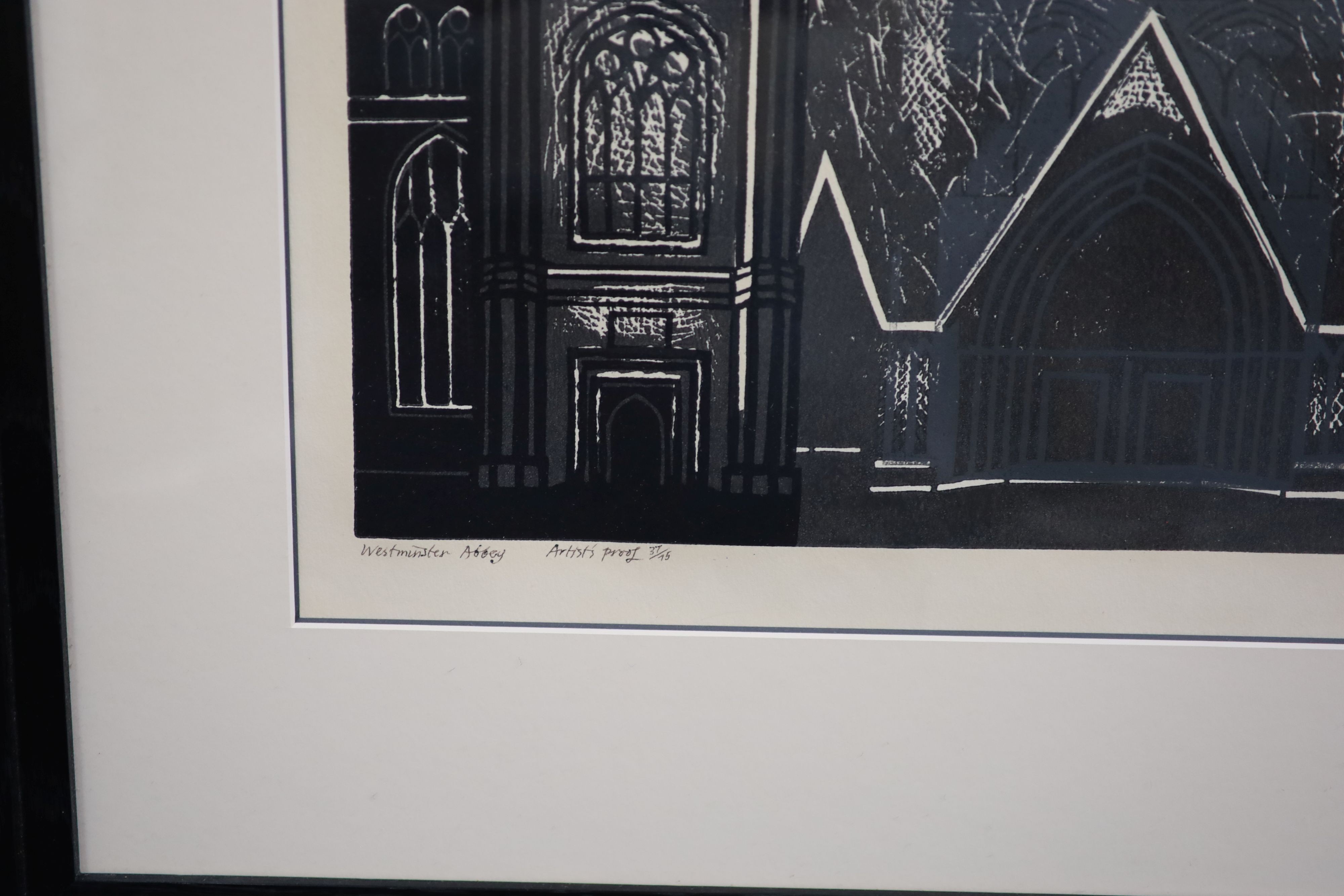Edward Bawden RA (1903-1989), Westminster Abbey, linocut printed in colours, 56 x 71cm